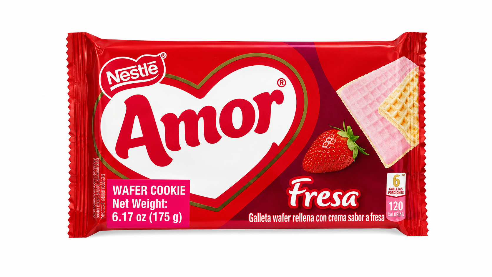 Nestlé Amor Fresa Wafer 175g | Galleta Rellena de Fresa